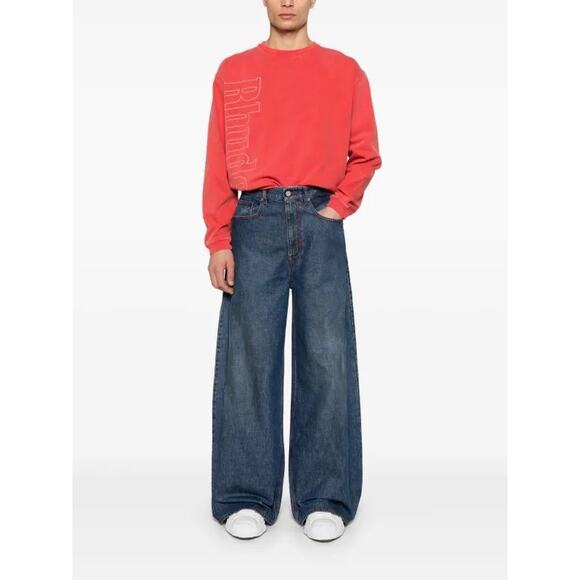 ERL Contrast-Stitching Men’s Wide Leg Jeans - Picture 2 of 7